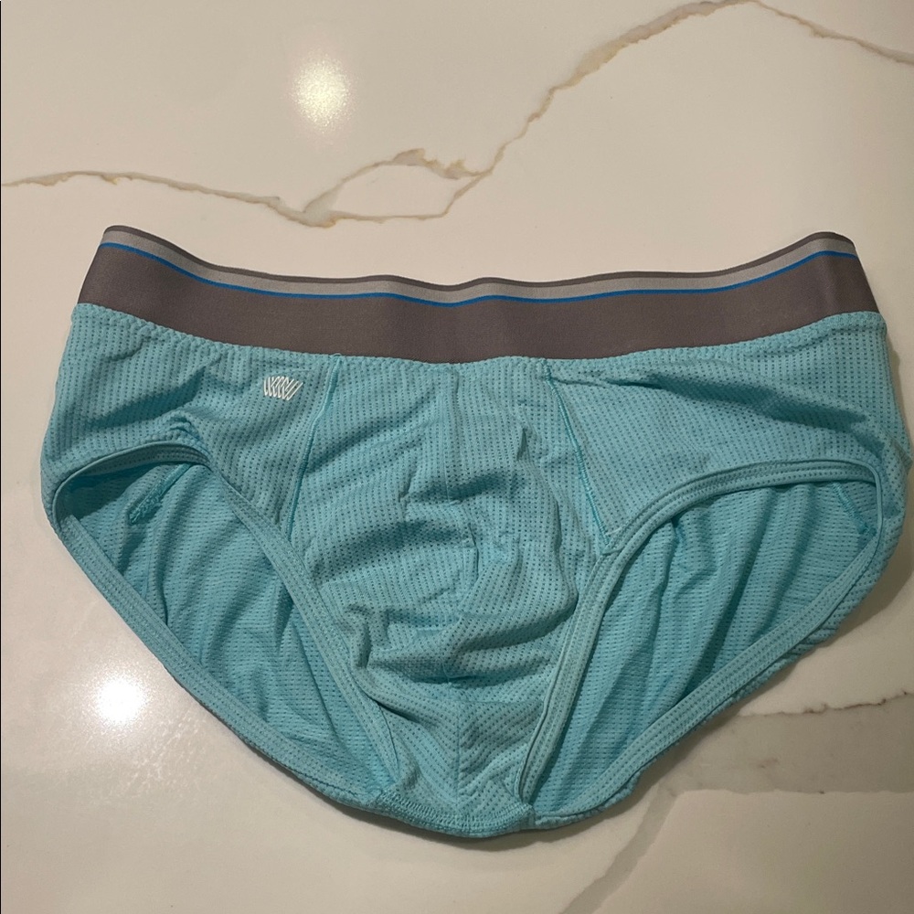 Mark Weldon Performance Men's Blue Briefs with Gray Waistband Small